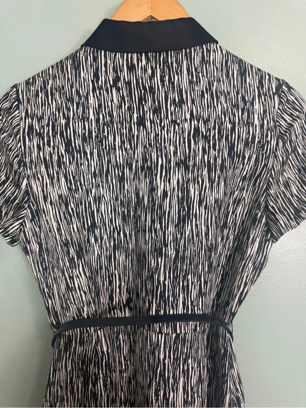 Kate Spade Stefania Silk Half Button Up‎ Mini Dress Women Size 6 Black White